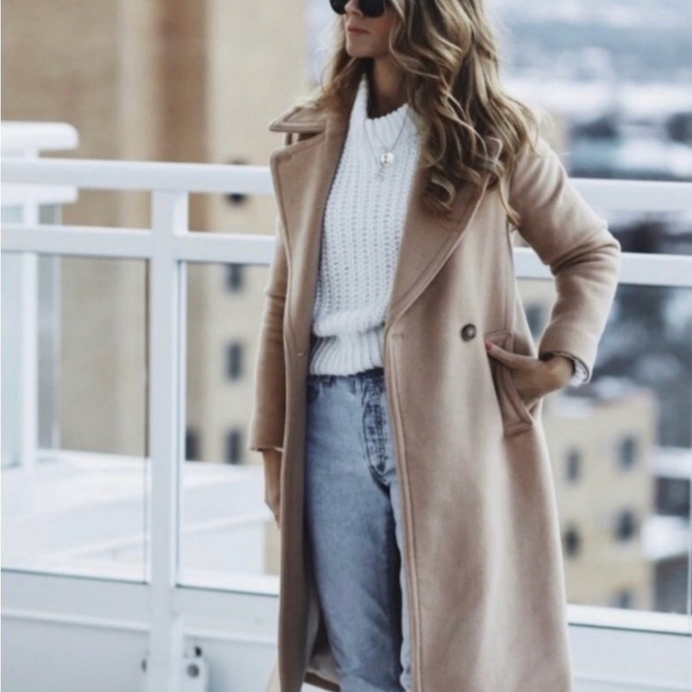 Club Monaco Daylina Double Breasted Light Grey Long Knee Length Coat XS